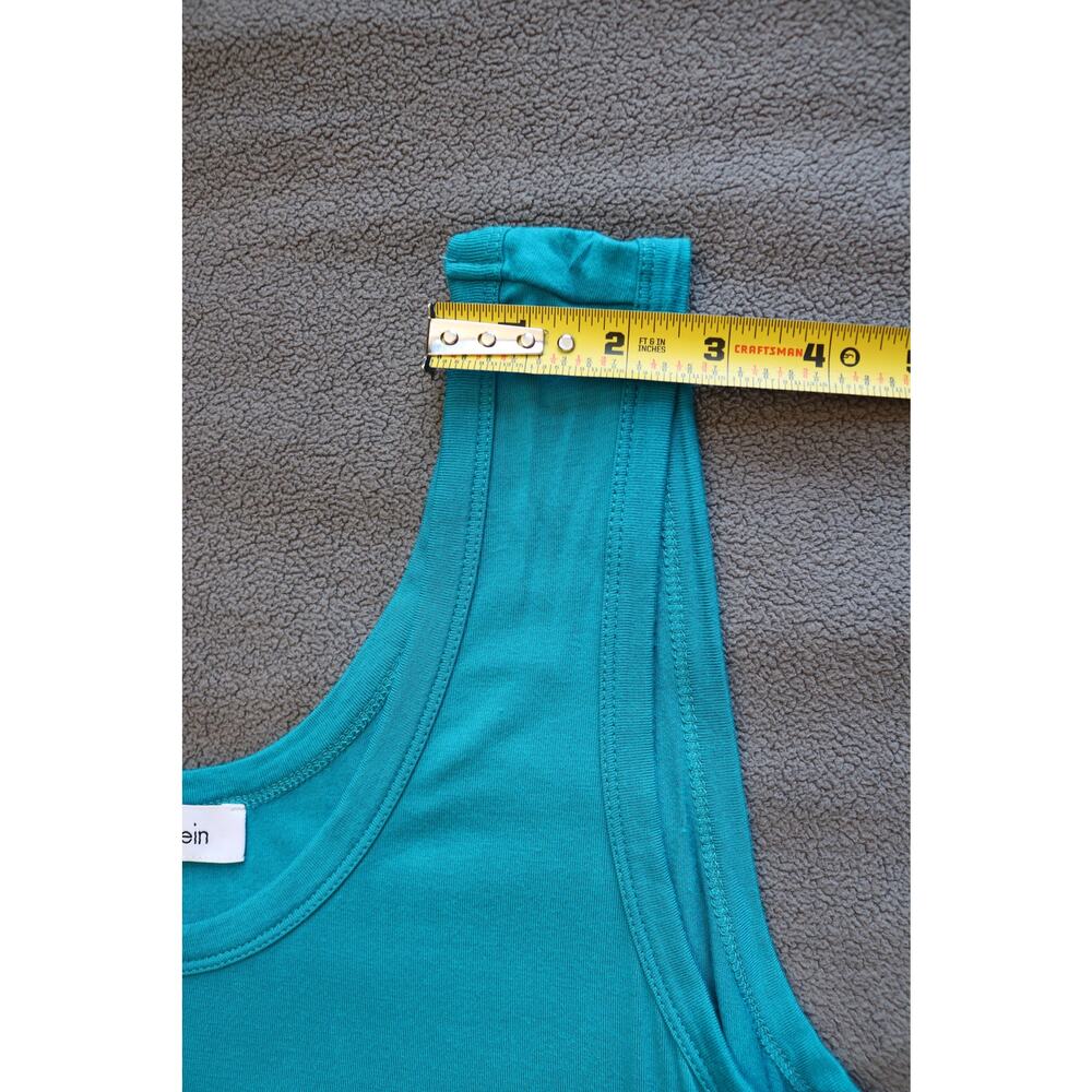 CALVIN KLEIN Dress Medium Aqua Blue Asymmetrical Sheer Ruffle Sleeveless Beach - Picture 14 of 16